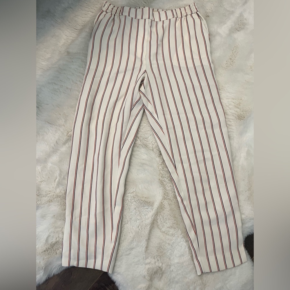 Anthropologie Polyester Lined Striped Pull On Trouser Pants